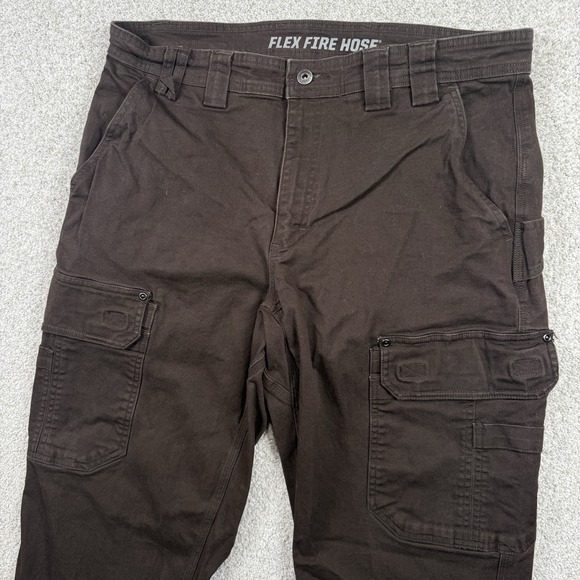 Duluth Trading Pants Men's 36x32 Brown Flex Fire Hose Cargo Work Cotton Stretch - Picture 1 of 4